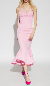Schmales Maxikleid mit Trägern in Pink